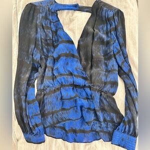 Parker Black and Blue Patterned open back blouse